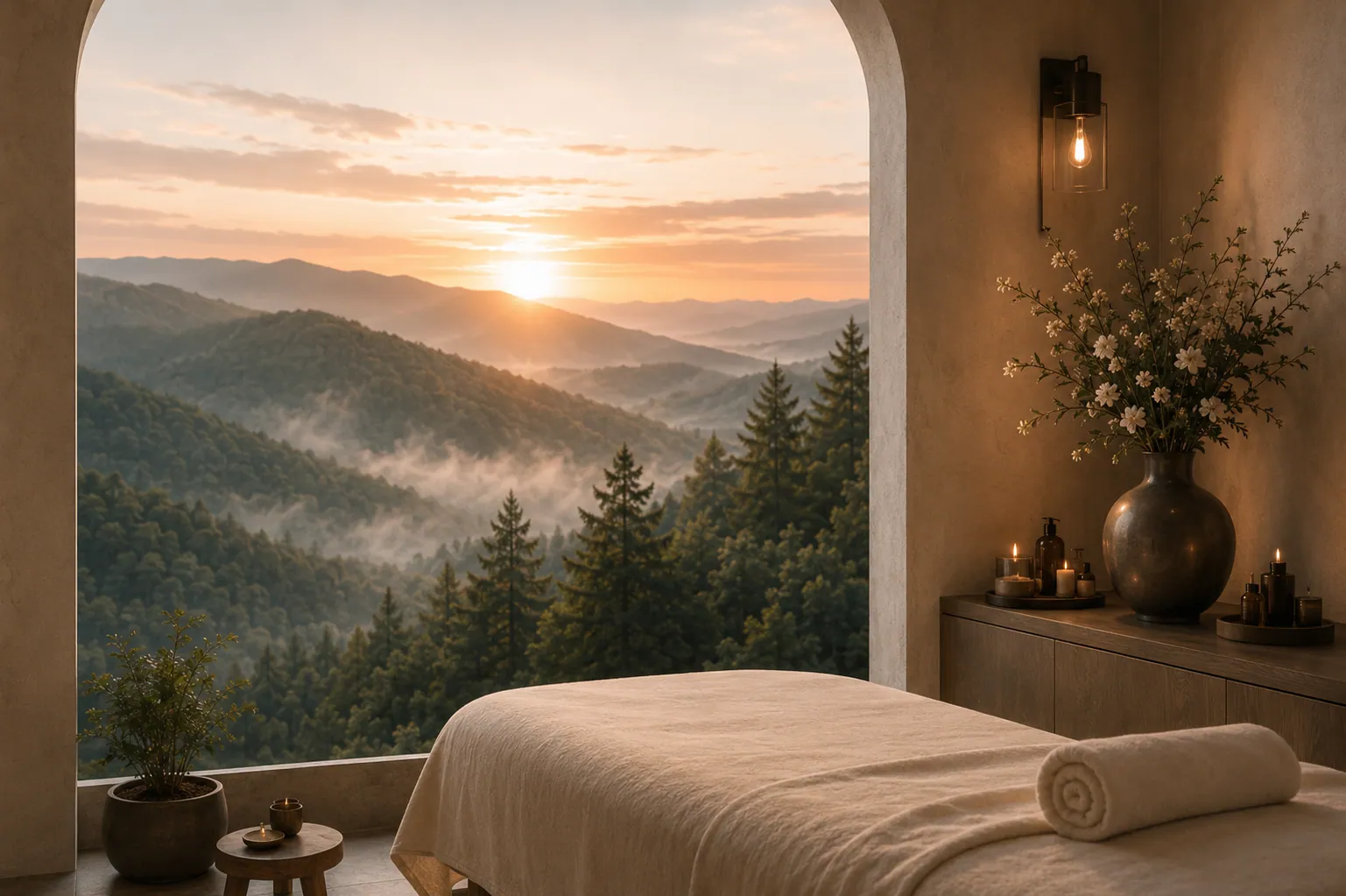 Expanded Vision med spa website homepage — a calm, premium treatment-suite hero.